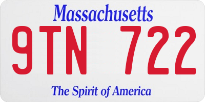 MA license plate 9TN722