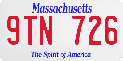 MA license plate 9TN726