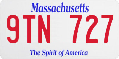MA license plate 9TN727