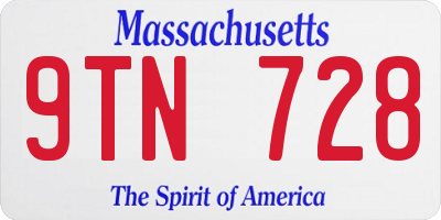 MA license plate 9TN728