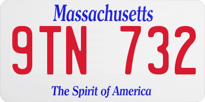 MA license plate 9TN732
