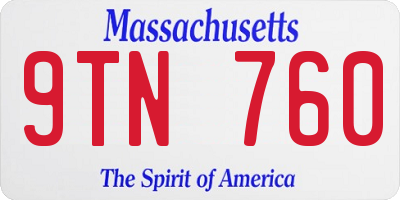 MA license plate 9TN760