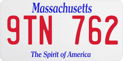 MA license plate 9TN762