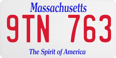 MA license plate 9TN763