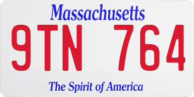 MA license plate 9TN764
