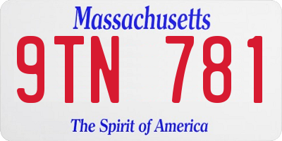 MA license plate 9TN781