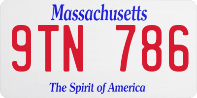 MA license plate 9TN786