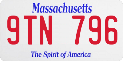 MA license plate 9TN796