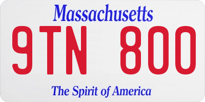 MA license plate 9TN800