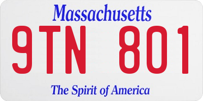 MA license plate 9TN801