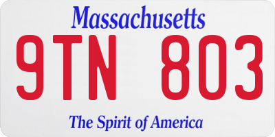 MA license plate 9TN803