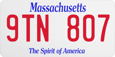 MA license plate 9TN807