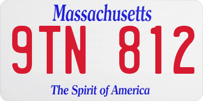 MA license plate 9TN812