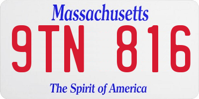MA license plate 9TN816
