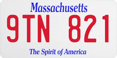 MA license plate 9TN821