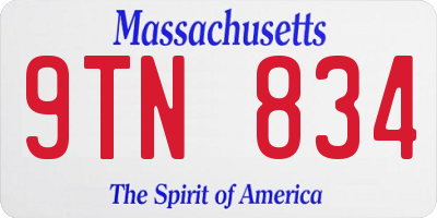 MA license plate 9TN834