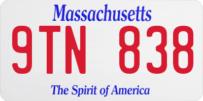 MA license plate 9TN838