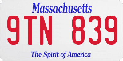 MA license plate 9TN839