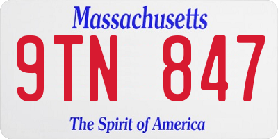 MA license plate 9TN847