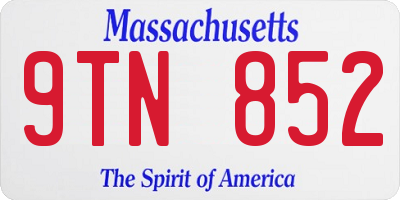 MA license plate 9TN852