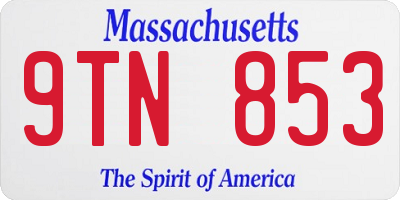 MA license plate 9TN853