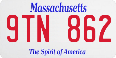 MA license plate 9TN862
