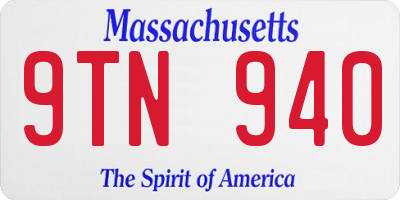 MA license plate 9TN940