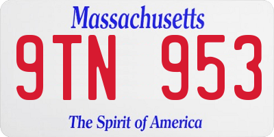 MA license plate 9TN953