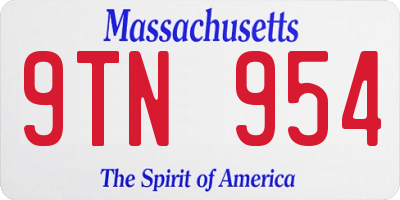 MA license plate 9TN954