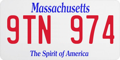 MA license plate 9TN974