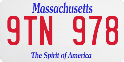 MA license plate 9TN978