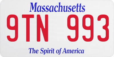 MA license plate 9TN993