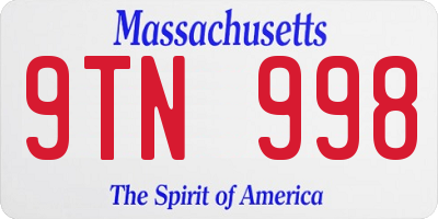 MA license plate 9TN998