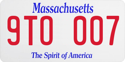 MA license plate 9TO007