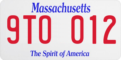 MA license plate 9TO012