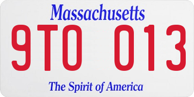 MA license plate 9TO013