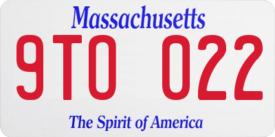 MA license plate 9TO022