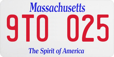 MA license plate 9TO025
