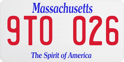 MA license plate 9TO026