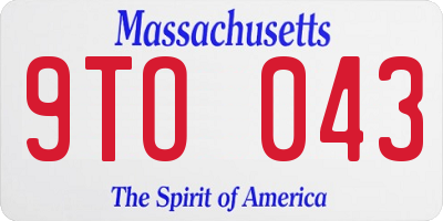 MA license plate 9TO043