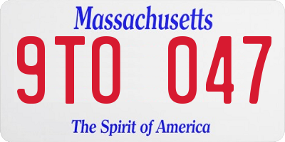 MA license plate 9TO047