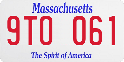 MA license plate 9TO061
