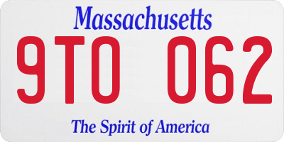 MA license plate 9TO062