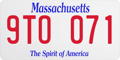 MA license plate 9TO071