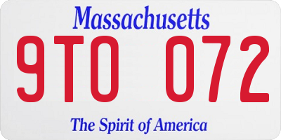 MA license plate 9TO072