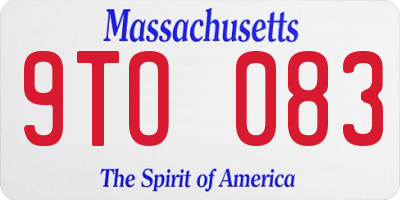 MA license plate 9TO083
