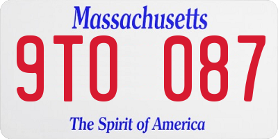 MA license plate 9TO087