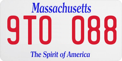 MA license plate 9TO088