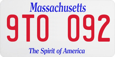 MA license plate 9TO092