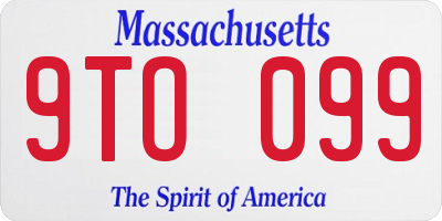 MA license plate 9TO099